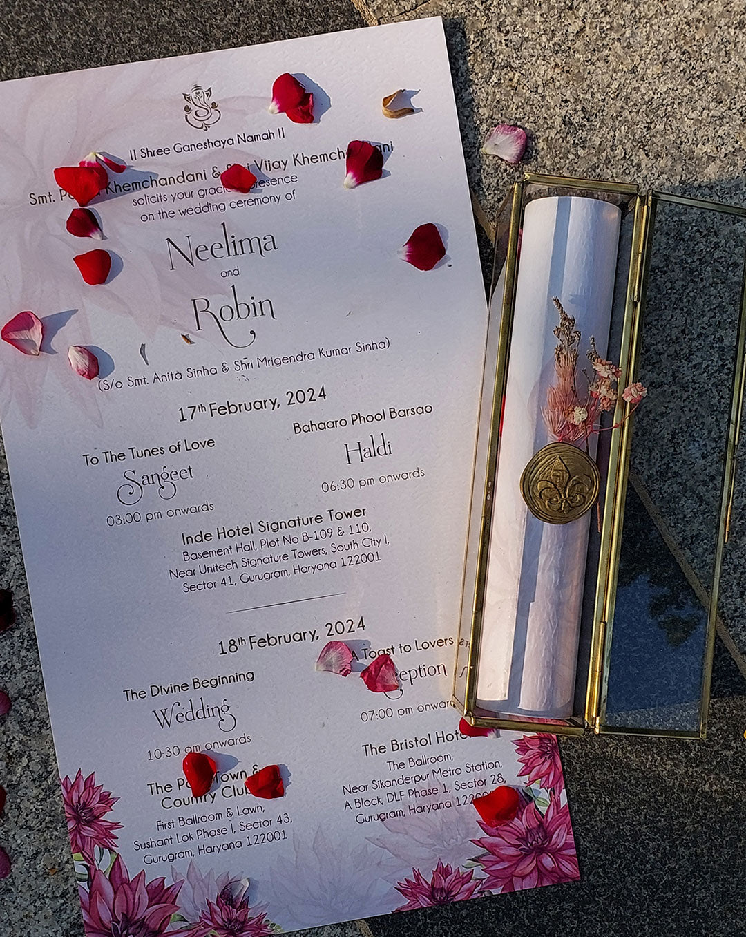 Glass box scroll Printed Invites
