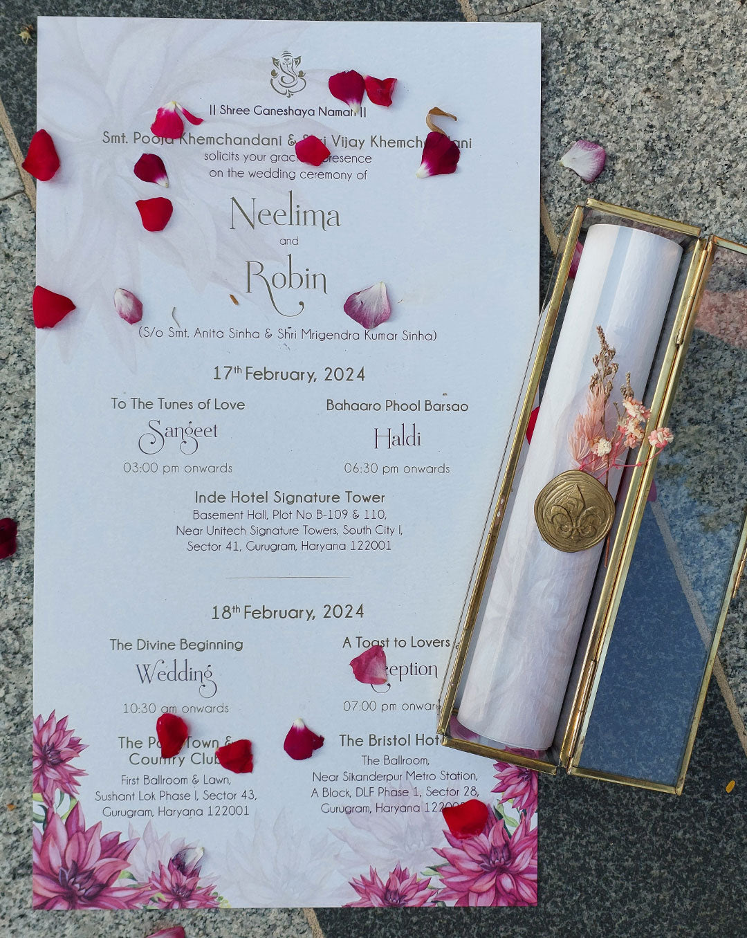 Glass box scroll Printed Invites
