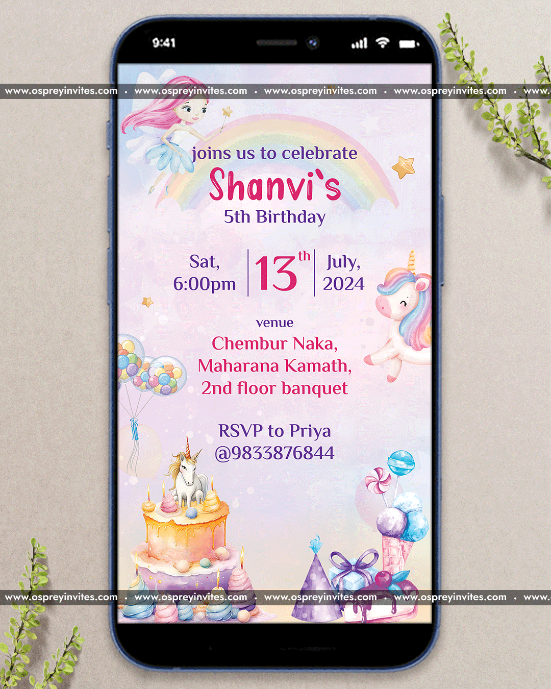 Unicorn themed Birthday (PDF)