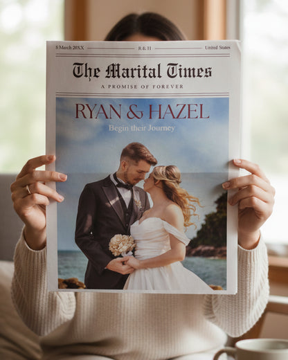 Feature magazine edition wedding invite spread with editorial stories, event schedule and contemporary glossy layout
