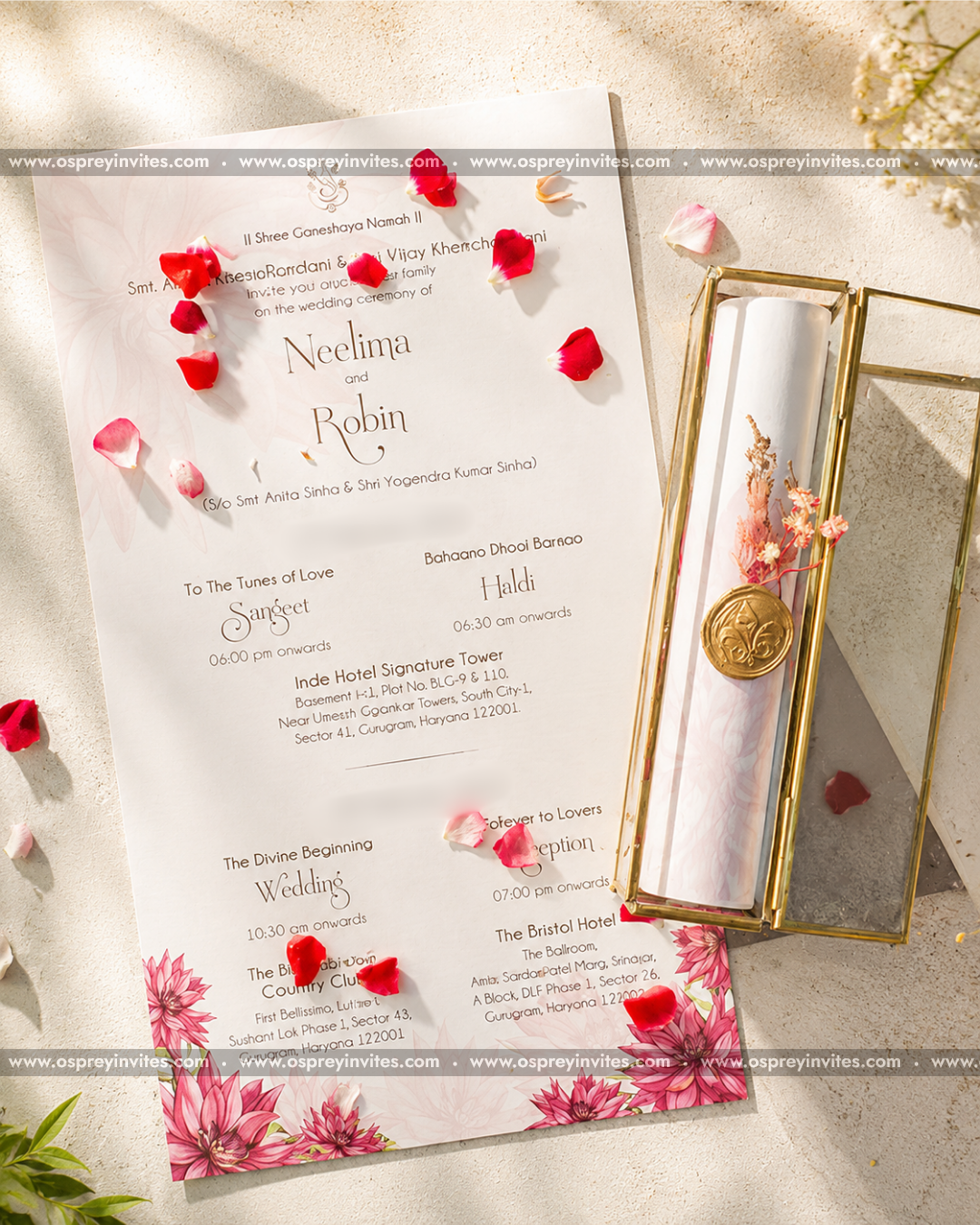 Glass box scroll Printed Invites