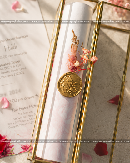 Glass box scroll Printed Invites