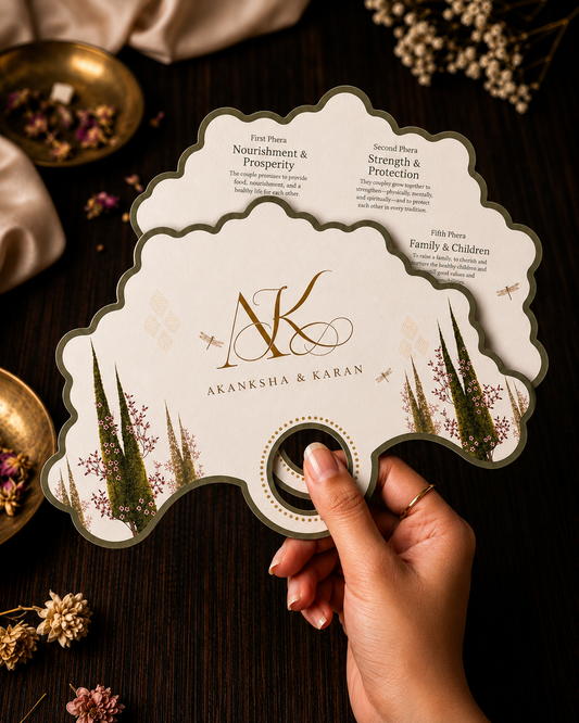Quiet Luxury | Ceremony Phera Fan | Personalised Indian Wedding Ritual Card