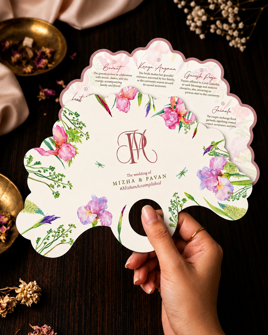 English Garden | Ceremony Phera Fan | Personalised Indian Wedding Ritual Card