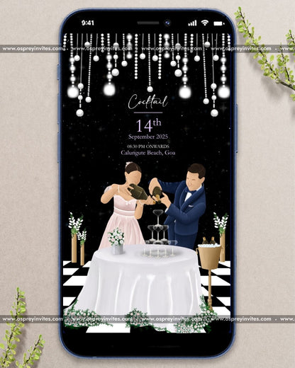 Christian wedding PDF invite page featuring illustrated garden florals, neutral palette and refined ceremony layout