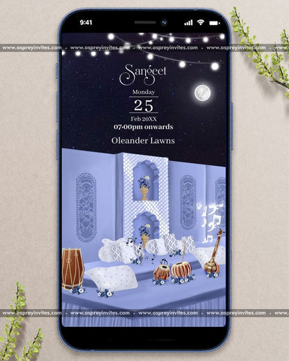 Royal Indian wedding PDF invite featuring palace illustrations, ornate frames and personalised ceremony information layout