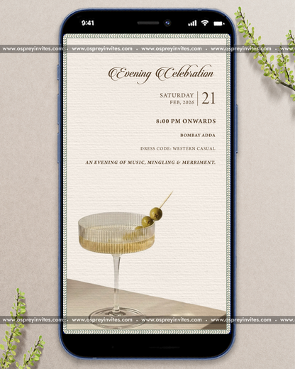 Botanical wedding PDF design with ivory palace illustration, leafy framing and personalised event detail layout