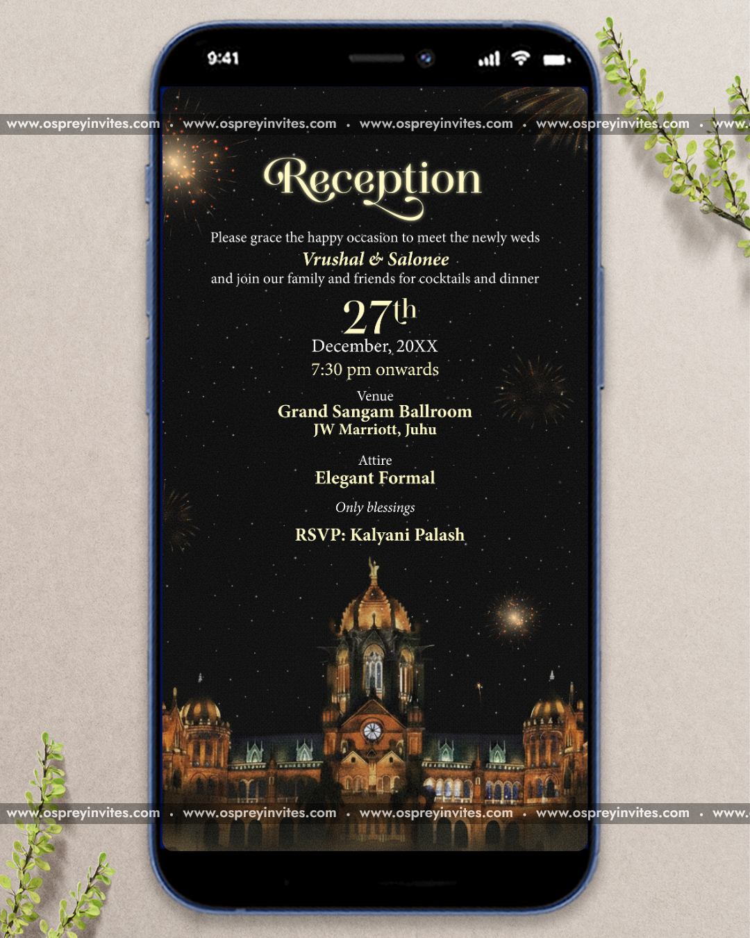 Vintage Bombay romance wedding PDF design with retro illustrations, warm tones and personalised event detailing