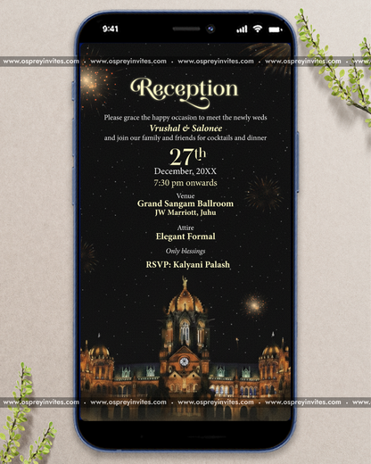 Vintage Bombay romance wedding PDF design with retro illustrations, warm tones and personalised event detailing