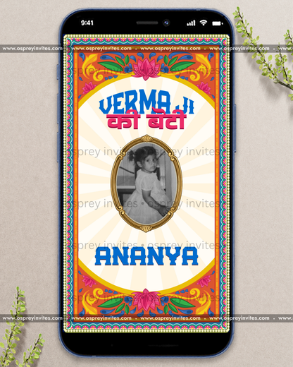 Quirky Hindi film themed wedding PDF invite featuring punchy posters, vibrant palette and tongue-in-cheek copy