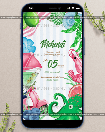 Postcard Paradise Wedding Invite
