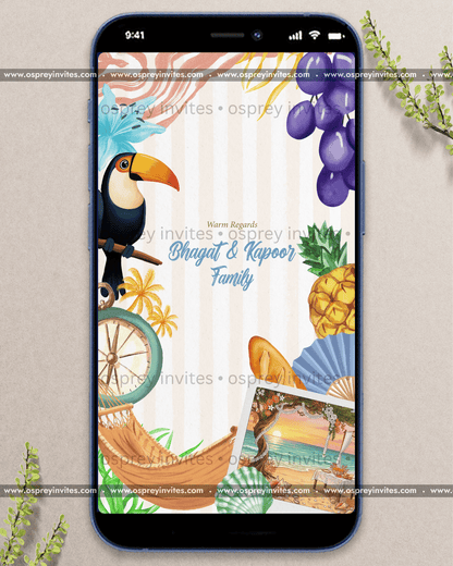 Postcard Paradise Wedding Invite