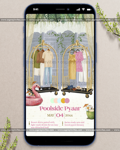 Personalised bridal trousseau planner PDF page with neat outfit slots and contemporary editorial design styling