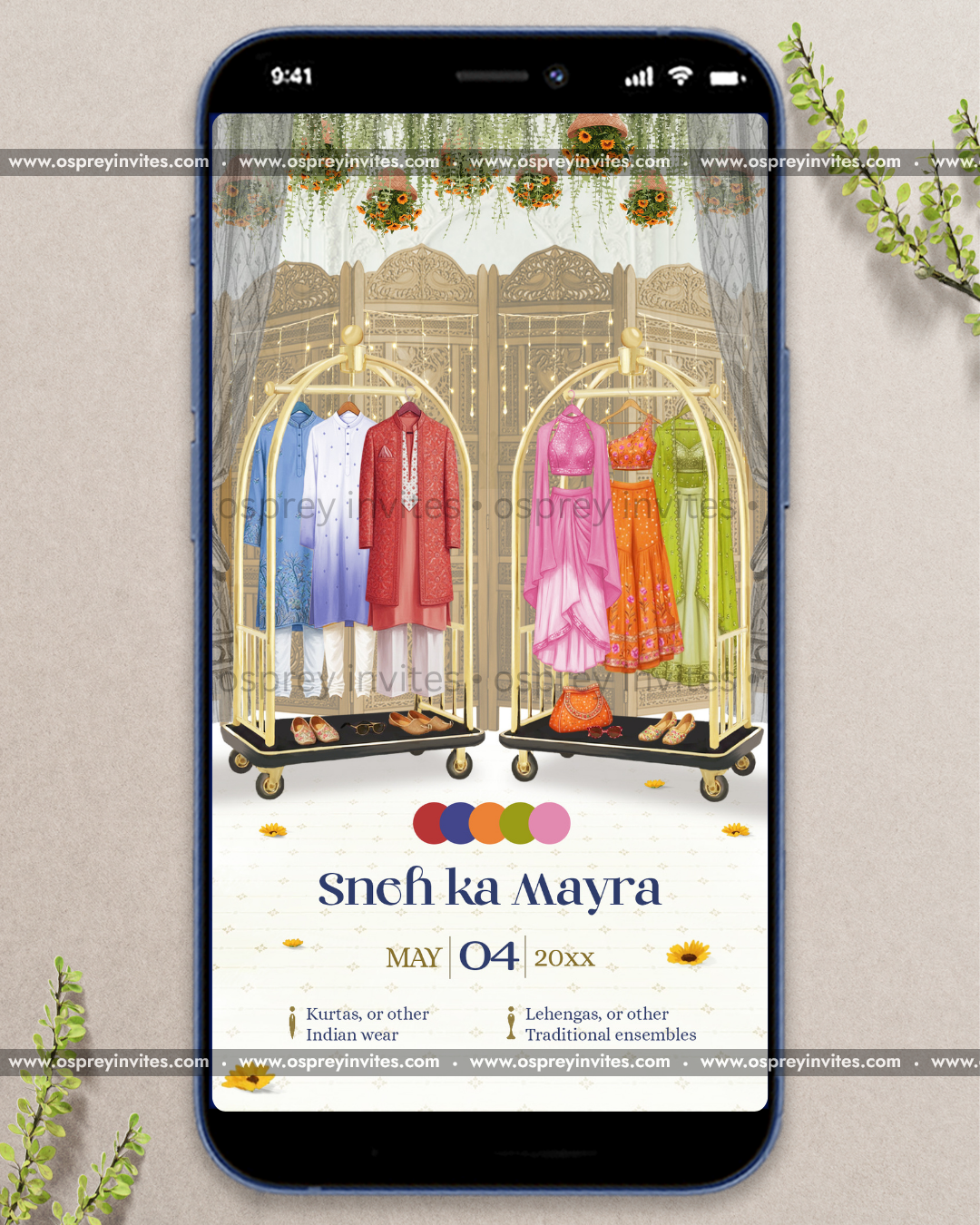 Trending wardrobe planner PDF layout helping brides plan outfits for haldi, mehendi, sangeet, reception