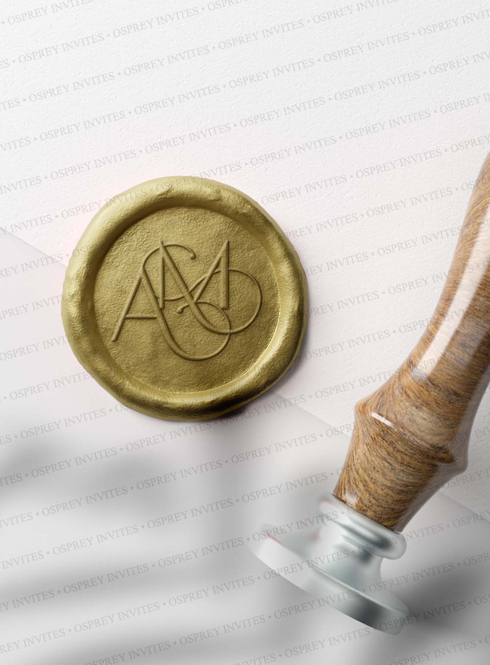 Self adhesive wax seals stickers in India which can be customied wedding monogram with couple's name, these are customised wax seal stickers to use in printed invitation design and wedding stationery suite.